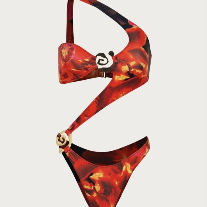 Damen Triangel-Bikini mit raffiniertem Schnitt und goldenen Akzenten Drune