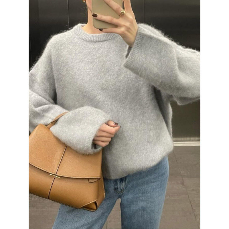 Damen oversized gemütlicher Strickpullover mit weichem Material Drune