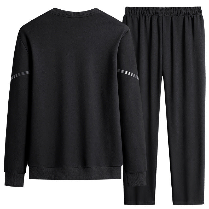 Herren Sportliches Freizeit-Jogginganzug-Set aus atmungsaktivem Funktionsfleece mit Rundhalsausschnitt & Kordelbund Drune
