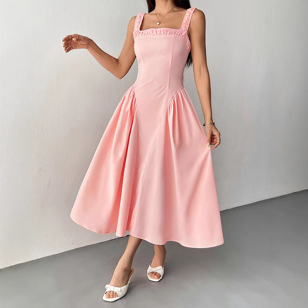 Damen Midikleid mit feinen Rüschendetails und figurbetontem Schnitt Drune
