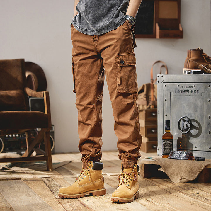Herren Robust konstruierte Cargohose im Joggerstil mit Tunnelzugbund, aufgesetzten Klapptaschen und elastischem Knöchelabschluss Drune