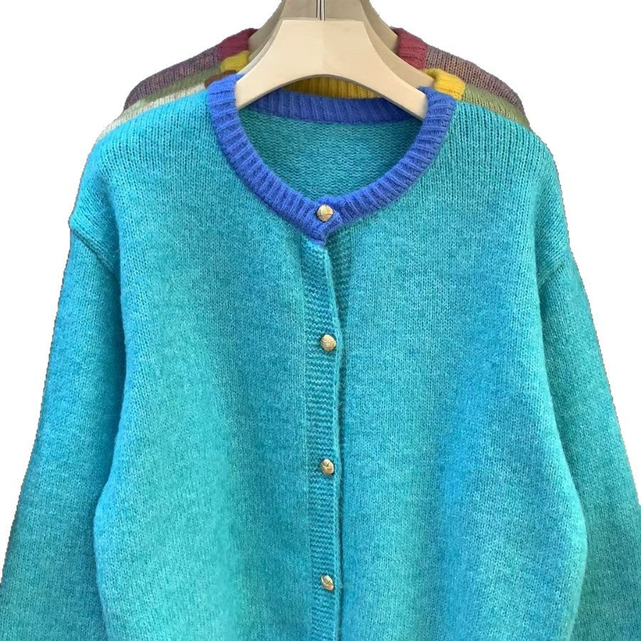 Damen Weiche Strickjacke mit luxuriösen Knöpfen und Kontrastbündchen Drune