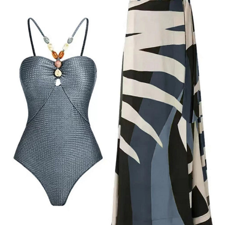 Damen Badeanzug mit trendigem Cut-Out und elegantem Wickelrock Drune