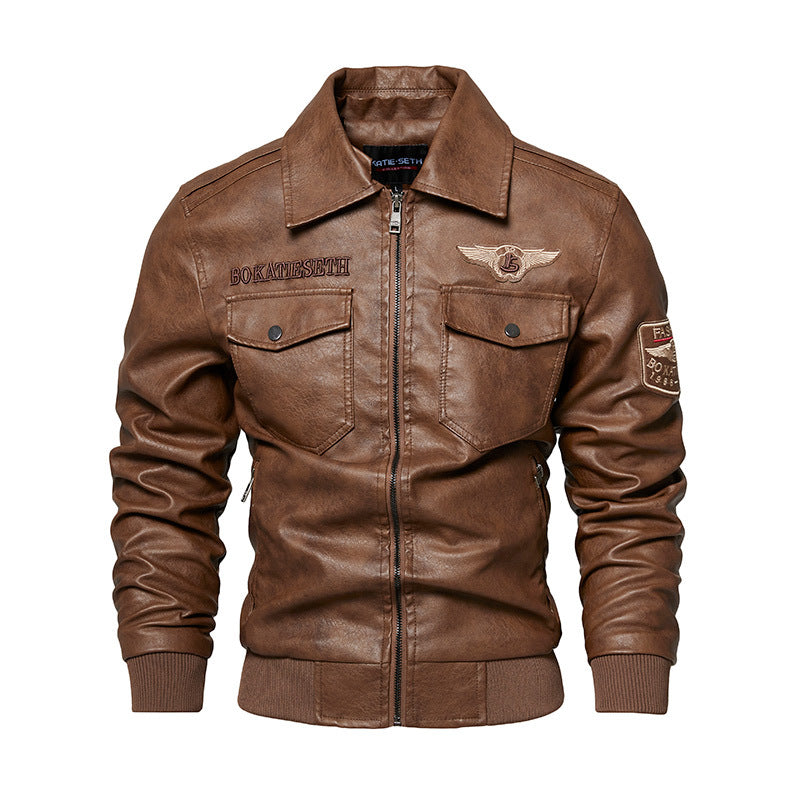 Herren Lässige Kunstlederjacke mit weichem Teddyfutter Drune