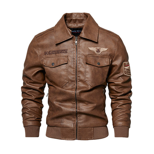 Herren Lässige Kunstlederjacke mit weichem Teddyfutter Drune