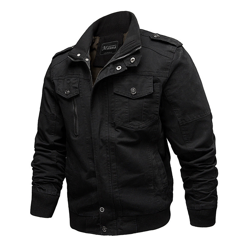 Herren nan robuste Canvas-Fieldjacke mit Stehkragen, Epauletten und multifunktionalen Taschen Drune