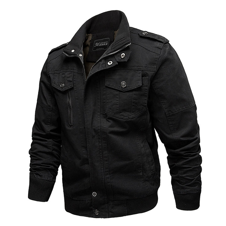 Herren nan robuste Canvas-Fieldjacke mit Stehkragen, Epauletten und multifunktionalen Taschen Drune