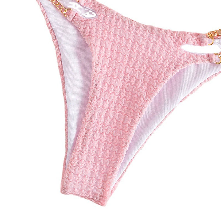 Damen Triangel-Bikini mit raffinierten Kettenakzenten und hochwertiger Rippstruktur Drune