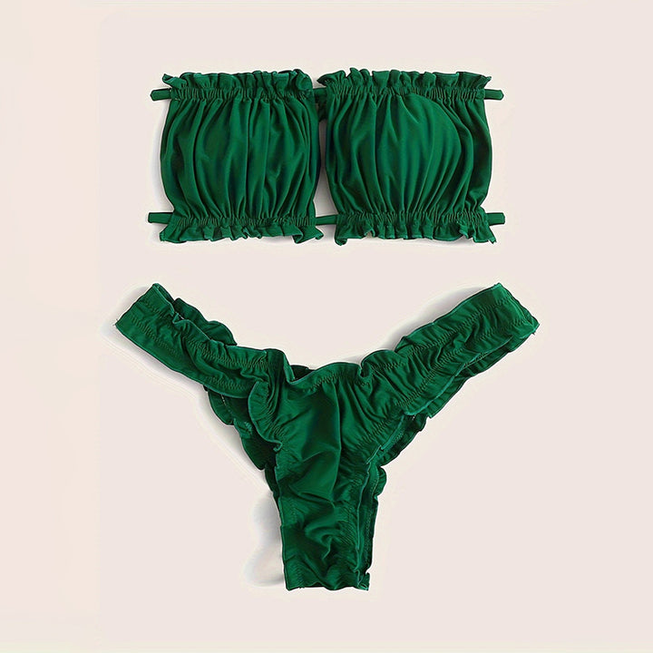 Damen Bandeau-Bikini-Set mit Raffung Drune