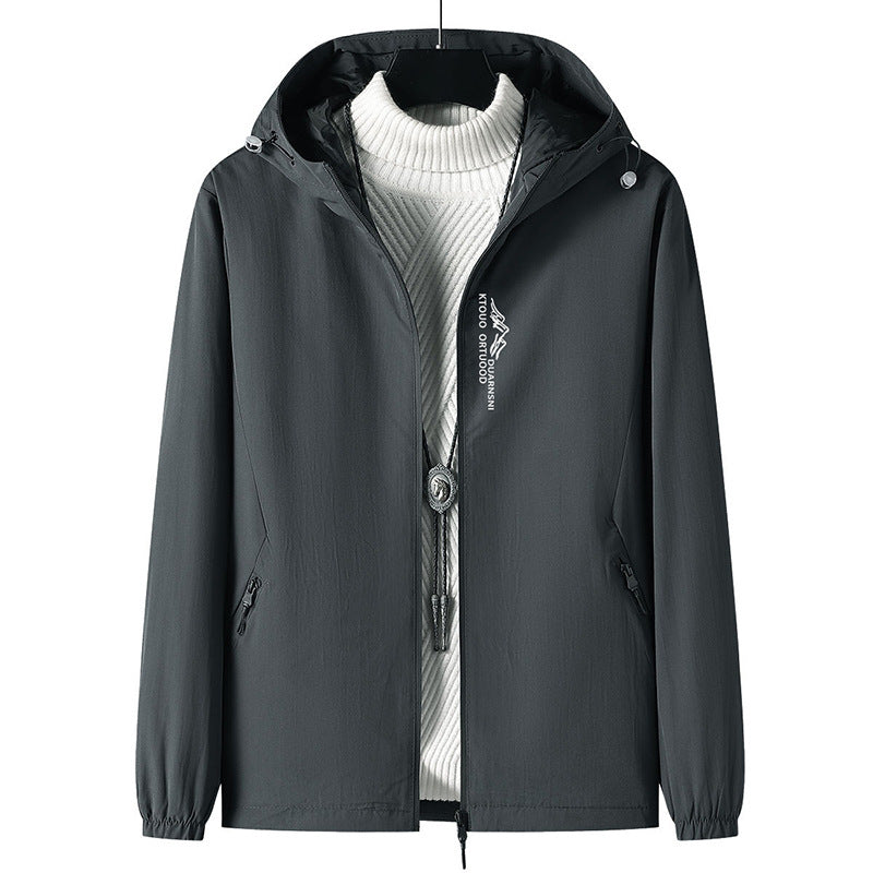 Herren Leichte Outdoor-Jacke mit verstellbarem Kapuzenkragen Drune