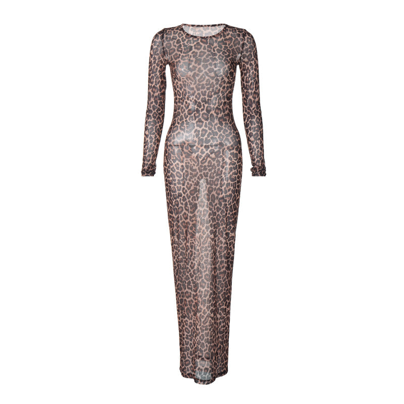 Damen Maxikleid mit elegantem Leopardenmuster Drune