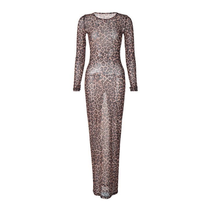 Damen Maxikleid mit elegantem Leopardenmuster Drune