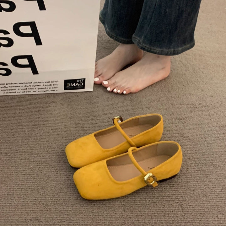 Damen elegante Mary Jane Ballerinas mit modischem Riemchen und komfortablem Fußbett Drune
