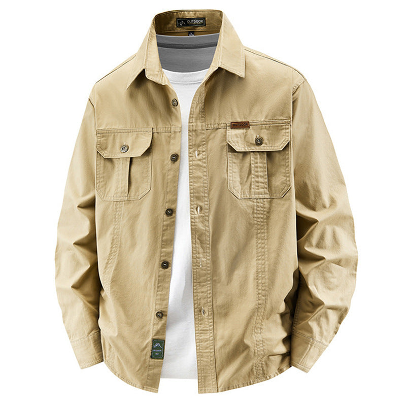 Herren nan leichte Overshirt-Jacke mit Klappbrusttaschen und klassischem Hemdkragen Drune