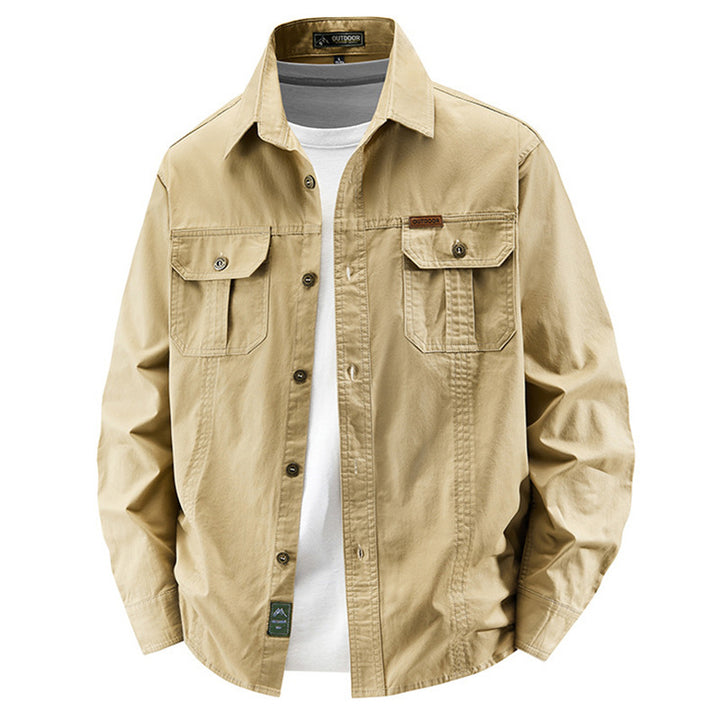 Herren  leichte Overshirt-Jacke mit Klappbrusttaschen und klassischem Hemdkragen Drune