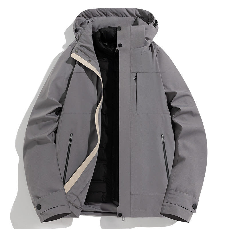 Herren Wind- und Thermoparka mit abnehmbarer Steppinnenjacke und Kapuze Drune