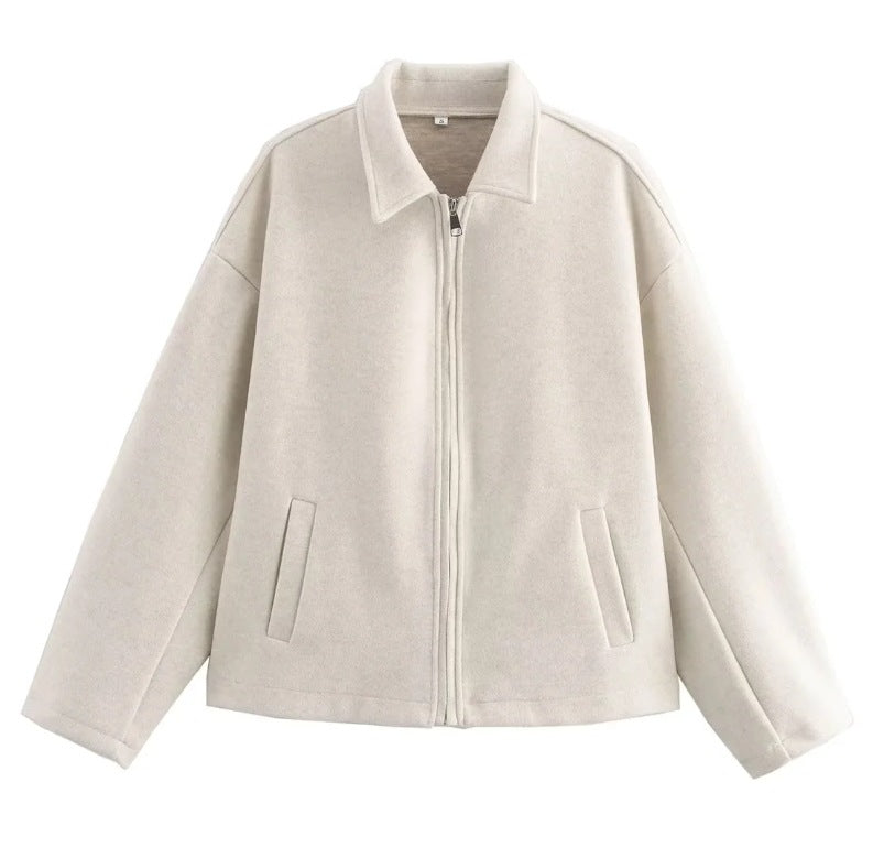 Damen 3100+ lässige kurze Fleece‑Blousonjacke im Boxy‑Cut mit Reißverschluss und Umlegekragen Drune