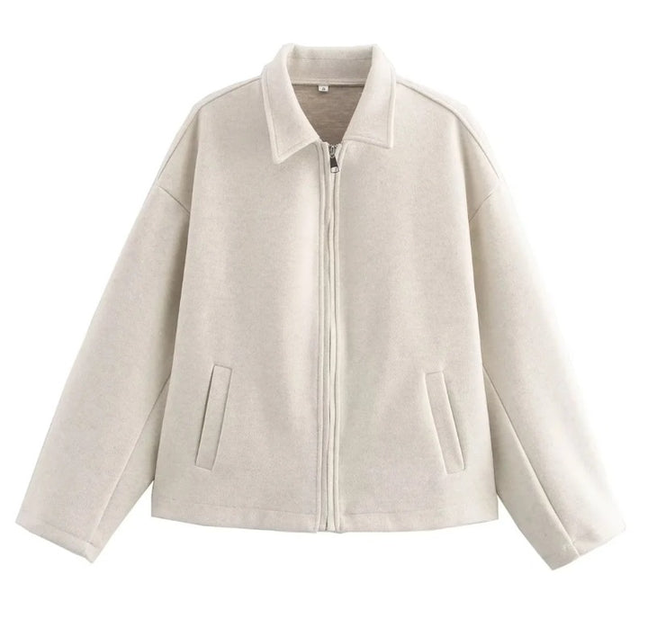 Damen 3100+ lässige kurze Fleece‑Blousonjacke im Boxy‑Cut mit Reißverschluss und Umlegekragen Drune