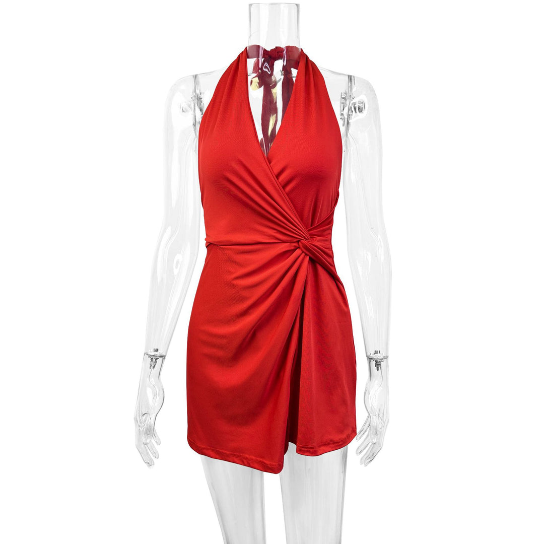 Damen Neckholder Minikleid mit Wickeldesign Drune