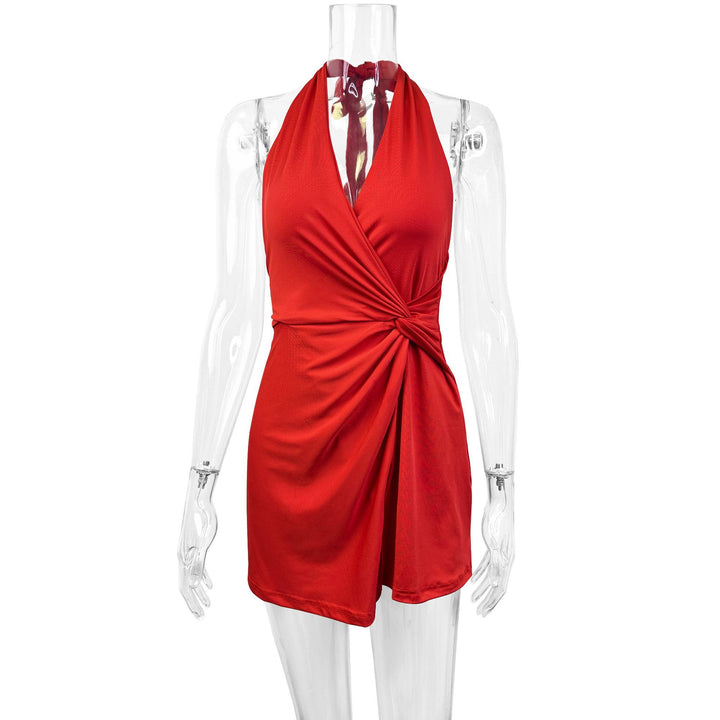 Damen Neckholder Minikleid mit Wickeldesign Drune