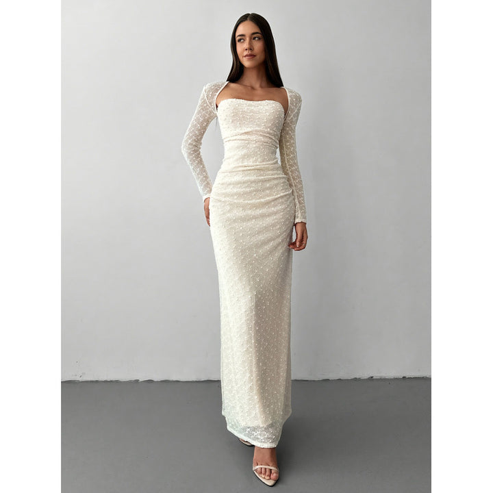 Damen Maxikleid mit transparenten Ärmeln Drune