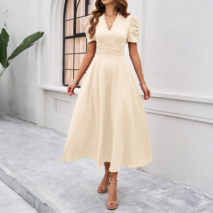 Damen Maxikleid mit elegant verarbeiteten Puffärmeln und taillierter Silhouette Drune