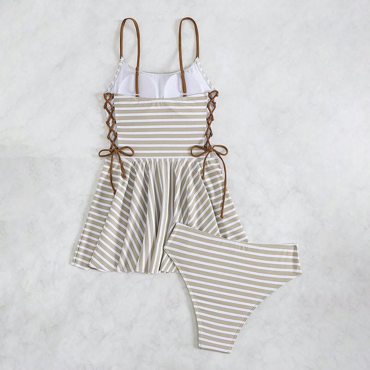 Damen rückenfreies Tankini-Set mit modischem Rüschendesign Drune