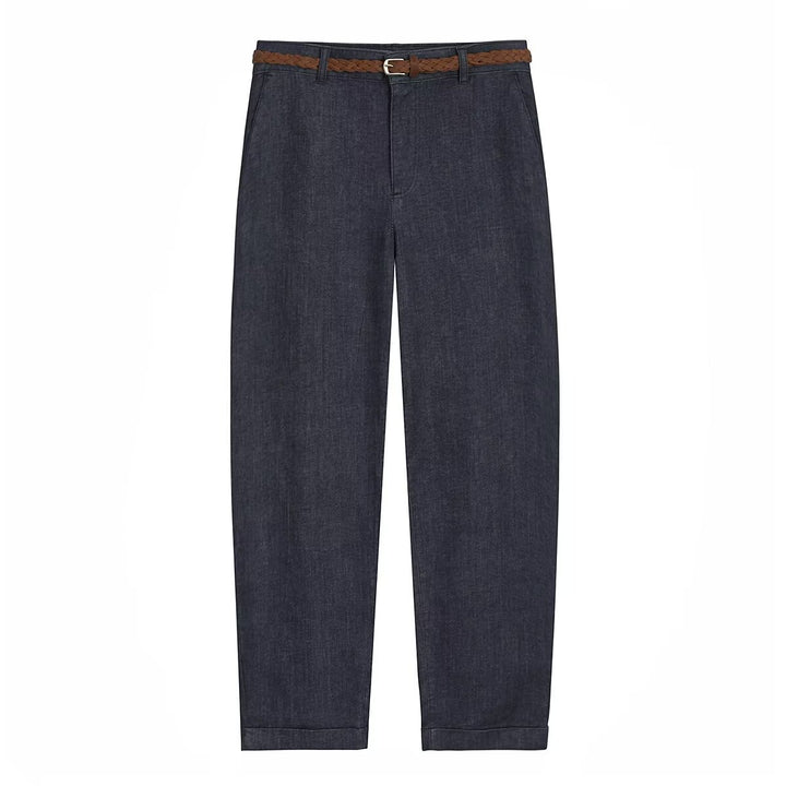 Damen Chinohose mit geflochtenem Gürtel und geradem Schnitt Drune