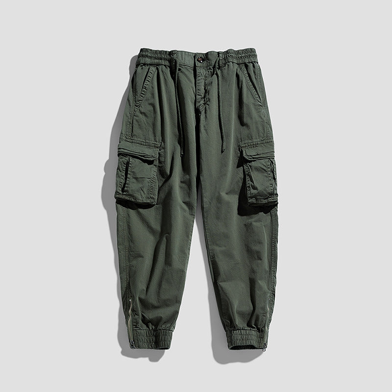 Herren Cargo-Jogginghose im Utility‑Stil mit Tunnelzugbund, Mehrfachtaschen und Reißverschluss‑Knöchel Drune