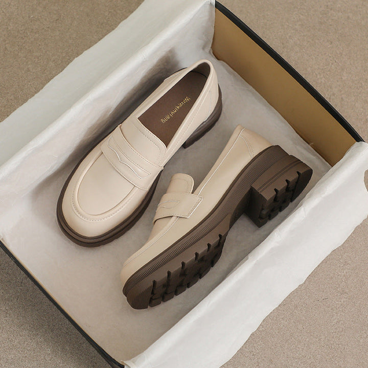 Damen Mokassin-Schuhe mit robustem Plateau und eleganter Schnalle Drune