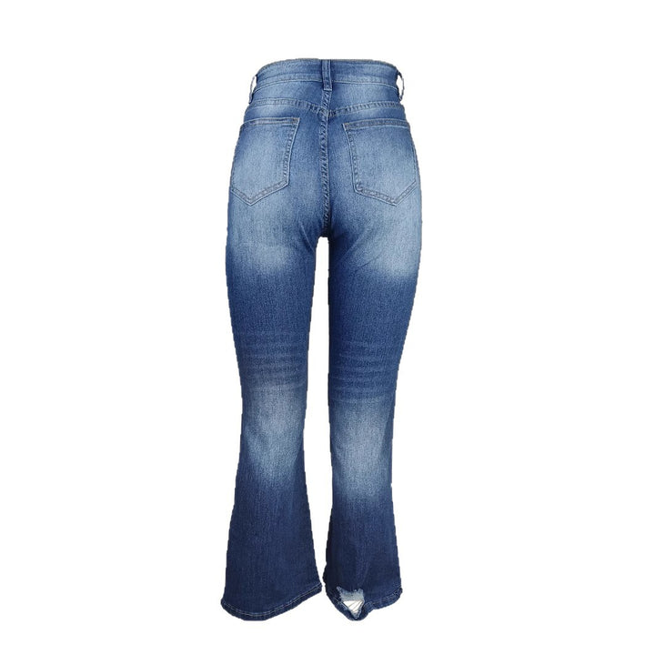 Damen Weite High-Waist Denim-Jeans im Wide‑Leg-Look mit gezielten Destroyed-Details Drune