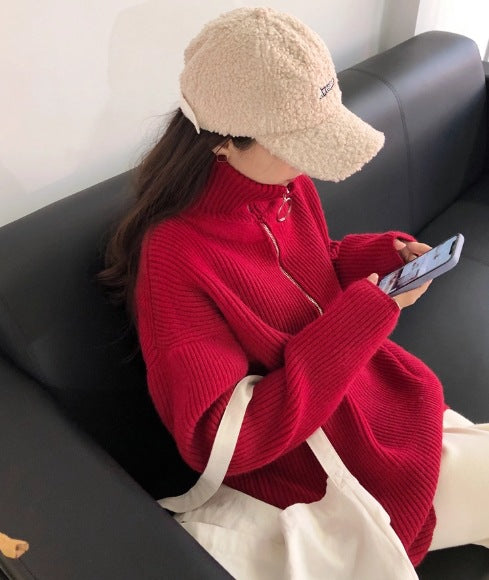 Damen Lässiger Pullover mit Reißverschluss Drune