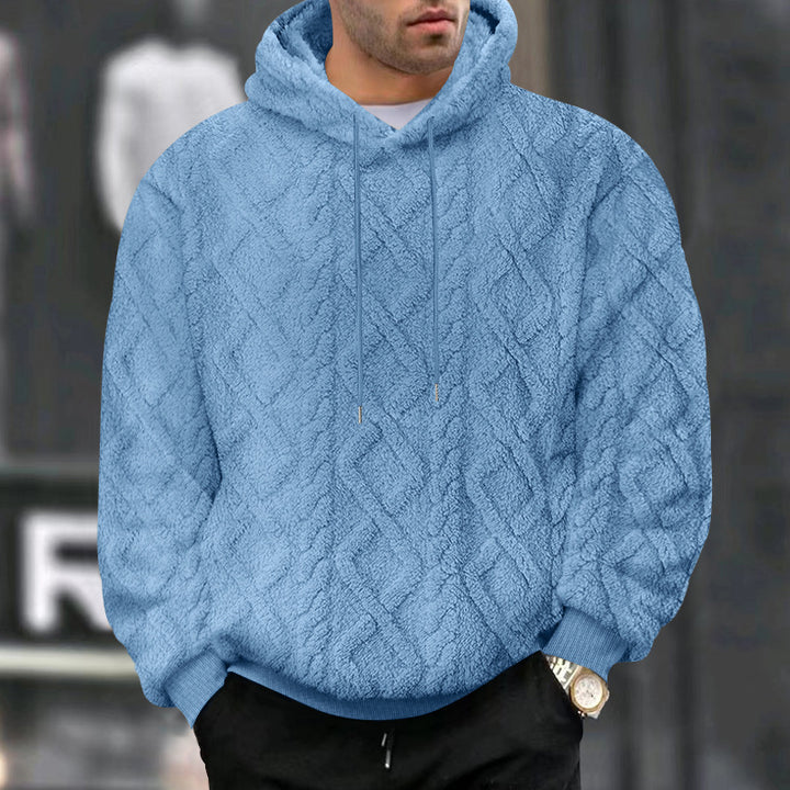Herren nan strukturiertes Sherpa-Kapuzenpullover mit Diamant‑Steppung, Kordelzugkapuze und gerippten Bündchen Drune