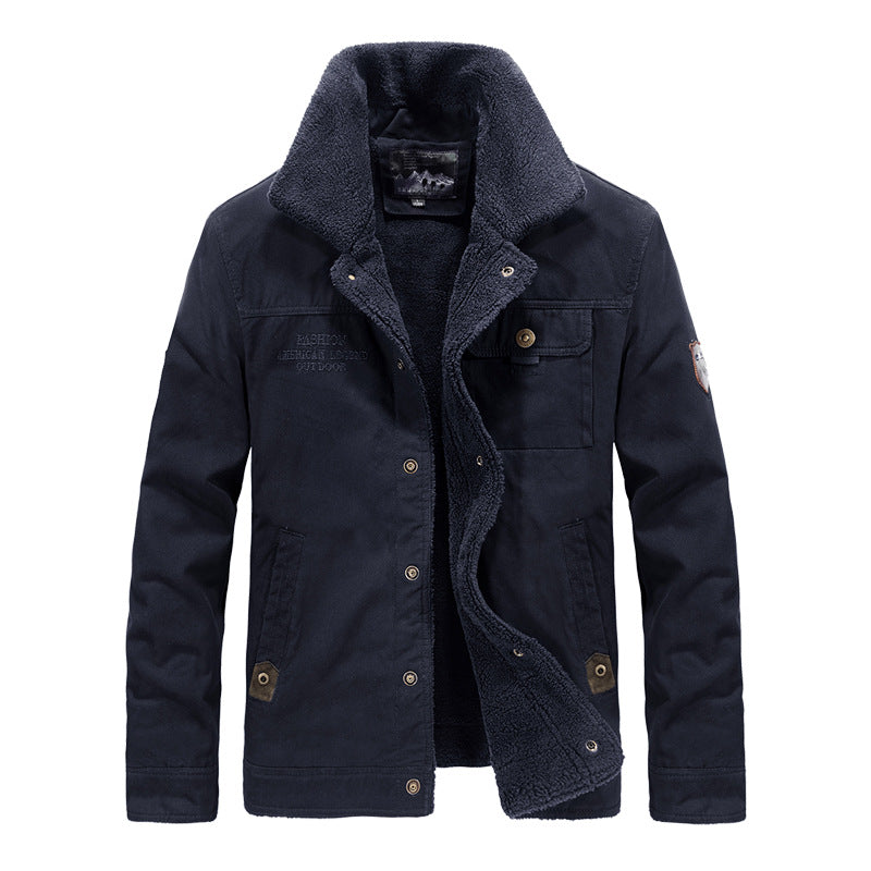 Herren nan gefütterte Canvas-Fieldjacke mit Teddyfutter und klassischem Stehkragen Drune