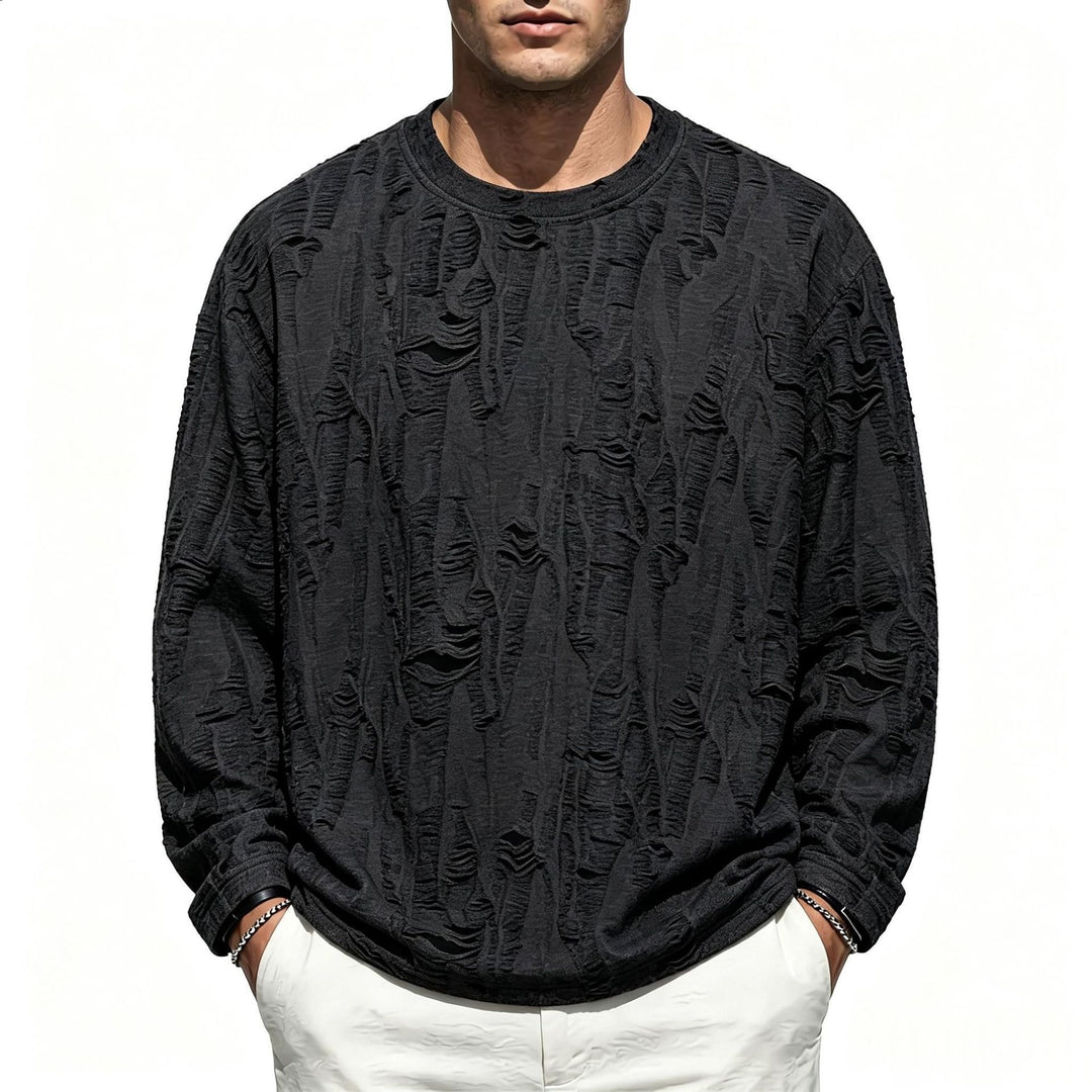Herren Oversize-Sweatshirt mit ausgefranstem Look und strukturierter Rippoptik Drune