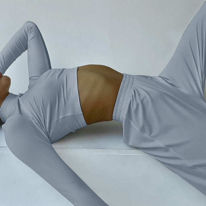 Damen moderne Crop-Top und Leggings Set Drune