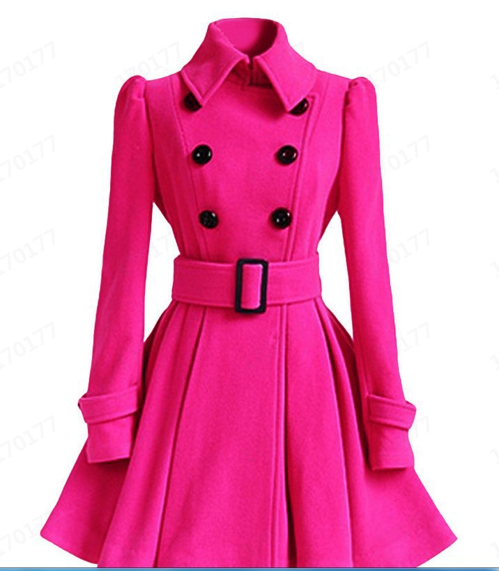 Damen moderner Trenchcoat mit tailliertem Schnitt und Doppelknöpfen Drune