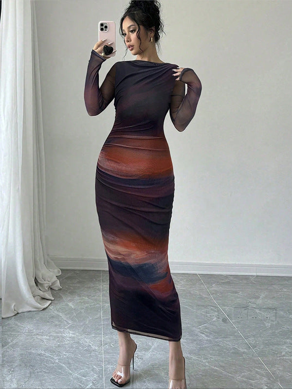 Damen Elegantes Wickelkleid mit Struktur Drune