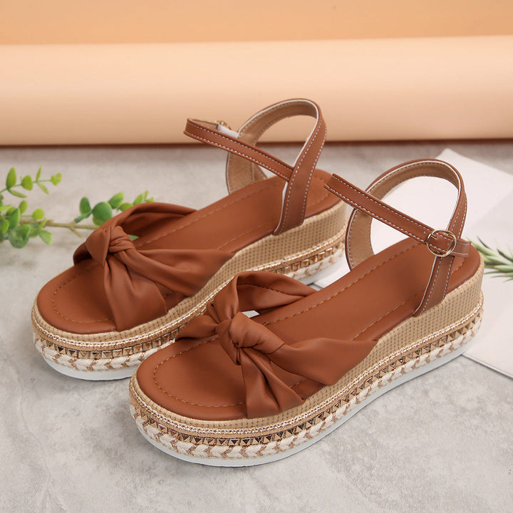 Damen Komfortable Plateau-Sandalen mit Knoten-Detail Drune
