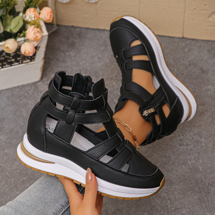Damen Sportliche Plateau-Sandale mit geflochtenem Riemen und dämpfender Profilsohle Drune