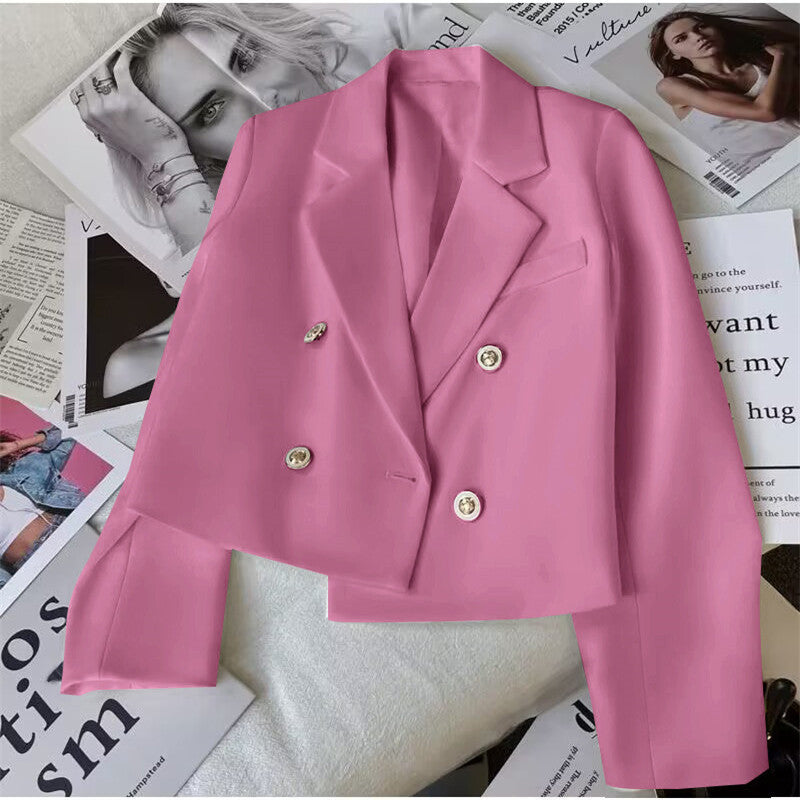 Damen Modischer Kurzblazer mit doppelt geknöpften Details Drune
