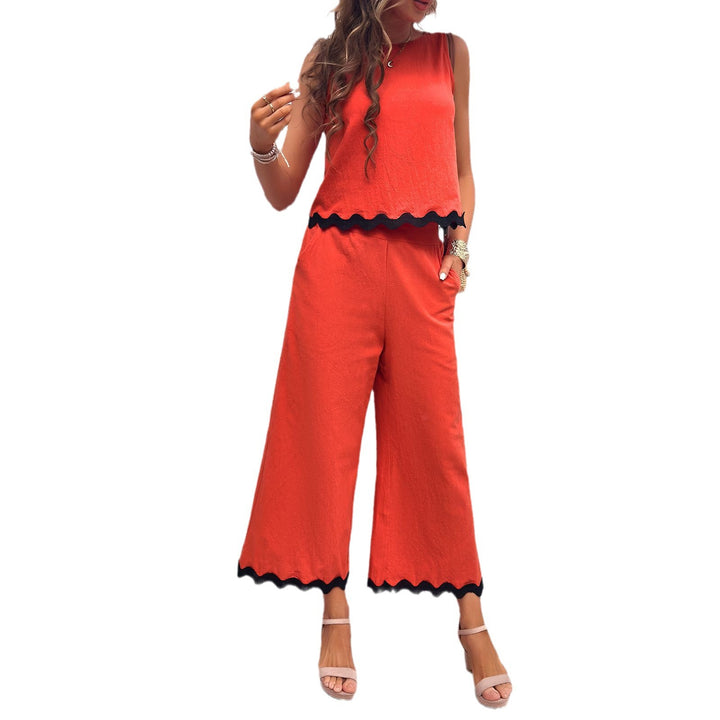 Damen Zweiteiliges Set mit Crop-Top und weitem Hosen Drune