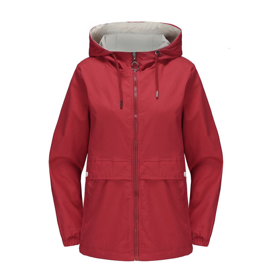 Damen nan leichter wasserabweisender Kapuzenparka mit Tunnelzug, Ringzipper und verdeckter Druckknopfleiste Drune