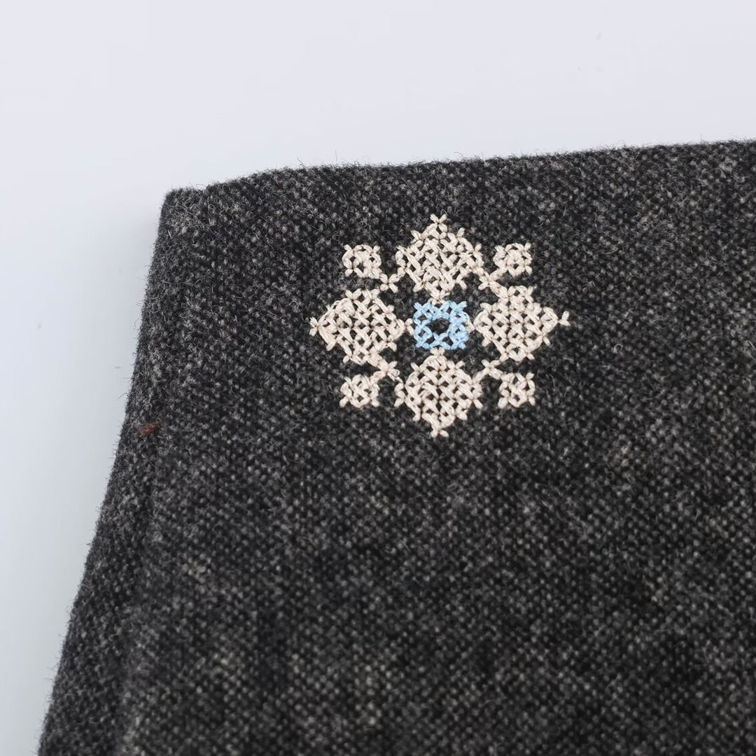 Damen Wollmix-Bleistiftrock mit bestickten Blumenmotiven und mittigem Schlitz Drune