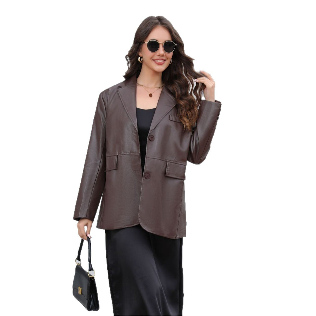 Damen Kunstleder-Blazer im Longline-Schnitt Drune