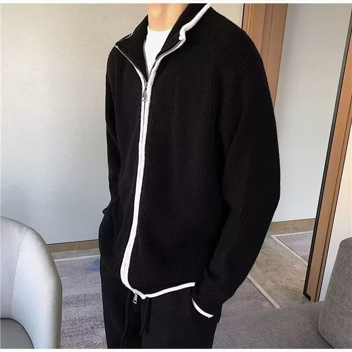 Herren Modische Strickjacke mit Stehkragen Drune