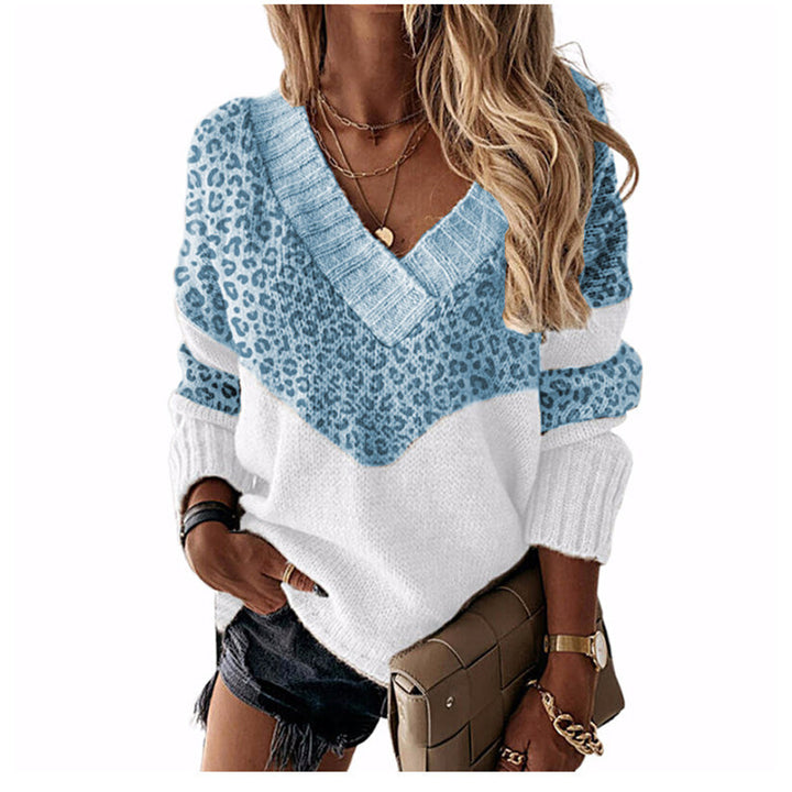Damen nan V-Ausschnitt Strickpullover mit Chevron-Muster und Oversize-Schnitt Drune