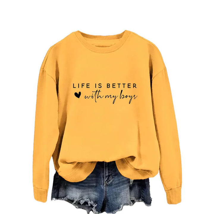 Damen gemütlicher Rundhals-Sweater mit inspirierendem Aufdruck Drune