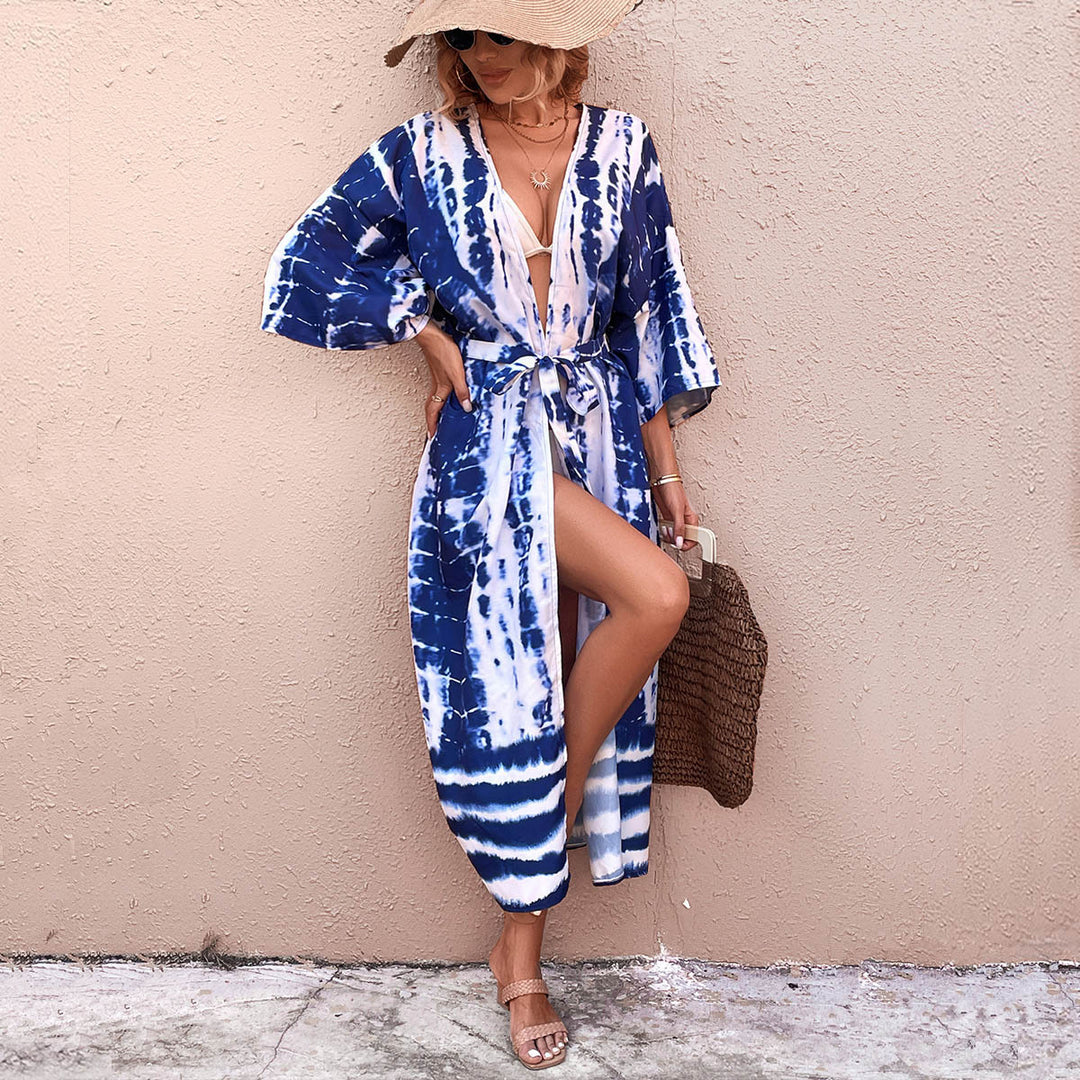Damen Wickel-Kimono-Überwurf mit praktischem Bindegürtel Drune