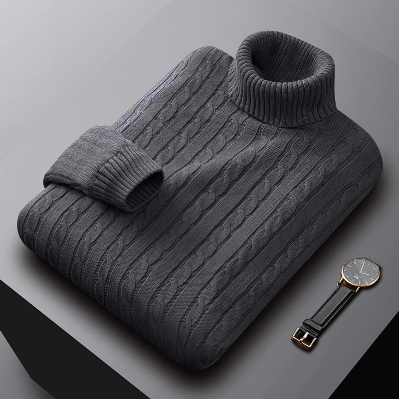 Herren nan grob gestrickter Rollkragenpullover mit Zopfmuster und wärmender Strickstruktur Drune